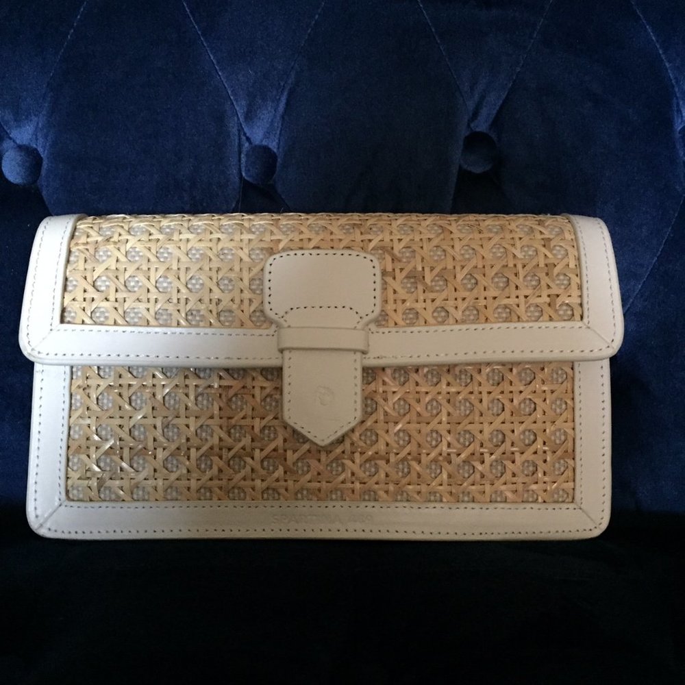 Leather bamboo clutch bag